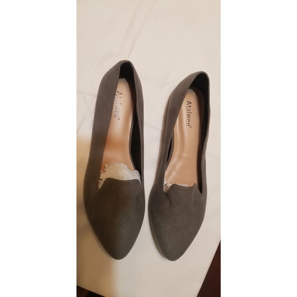 New w/Defect - Ataiwee Women's Gray Faux Suede Wide Width Ballet Flats Size 8.5W